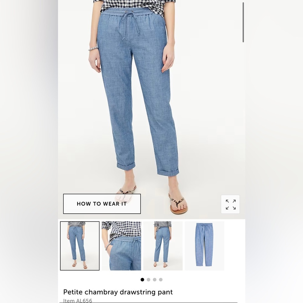 J.Crew 12 Petite Chambray Drawstring Pants